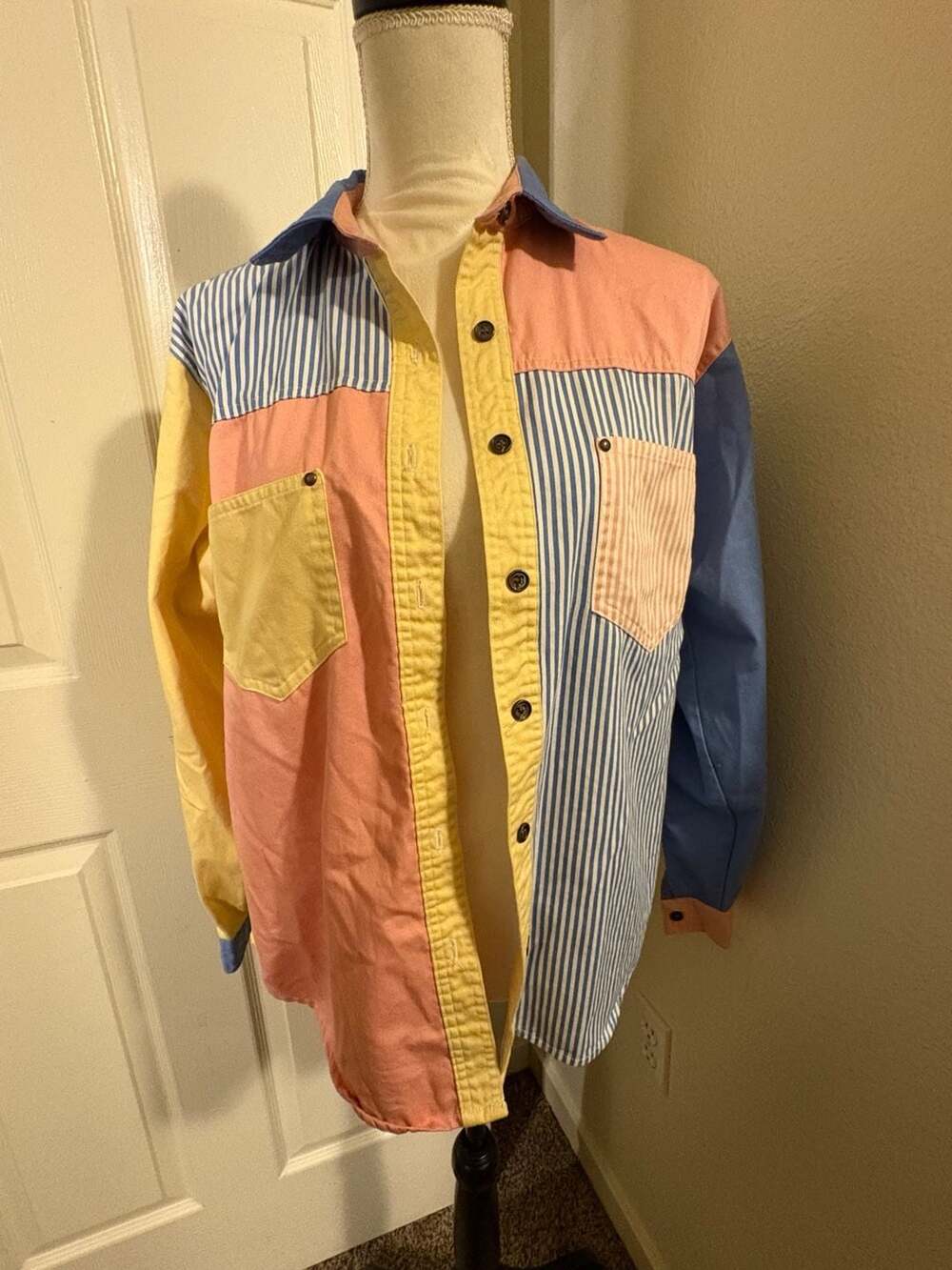 90’s Gitano Vintage Pastel Colorblock Button Down Shirt
